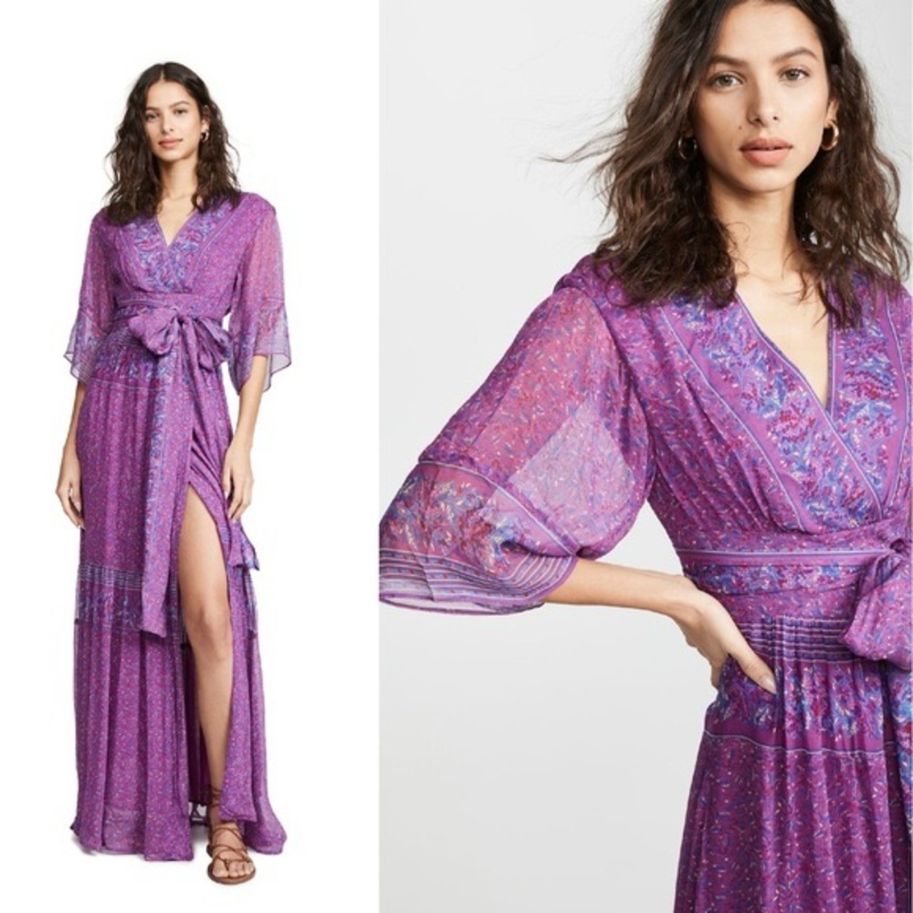 ba&sh Lavender Purple Floral Wrap Maxi Dress